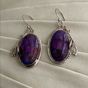 Purple Copper Turquoise Sterling Silver Earrings